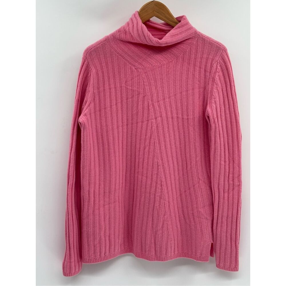 Talbots Cashmere Tunic Sweater Women Small Pink Oversize Cowl Neck Heavyweight